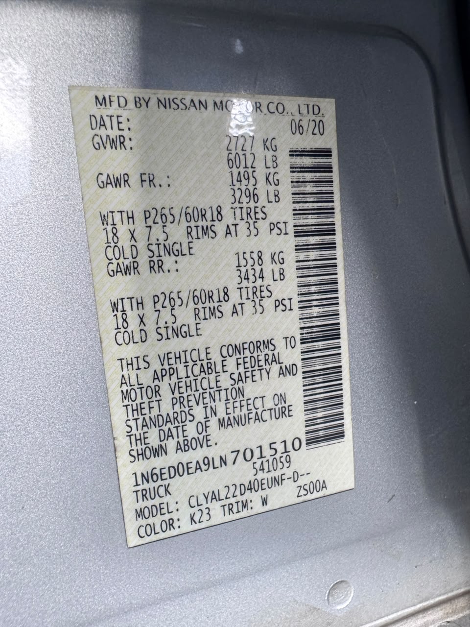 Nissan FRONTIER SV 2020 — foto 11