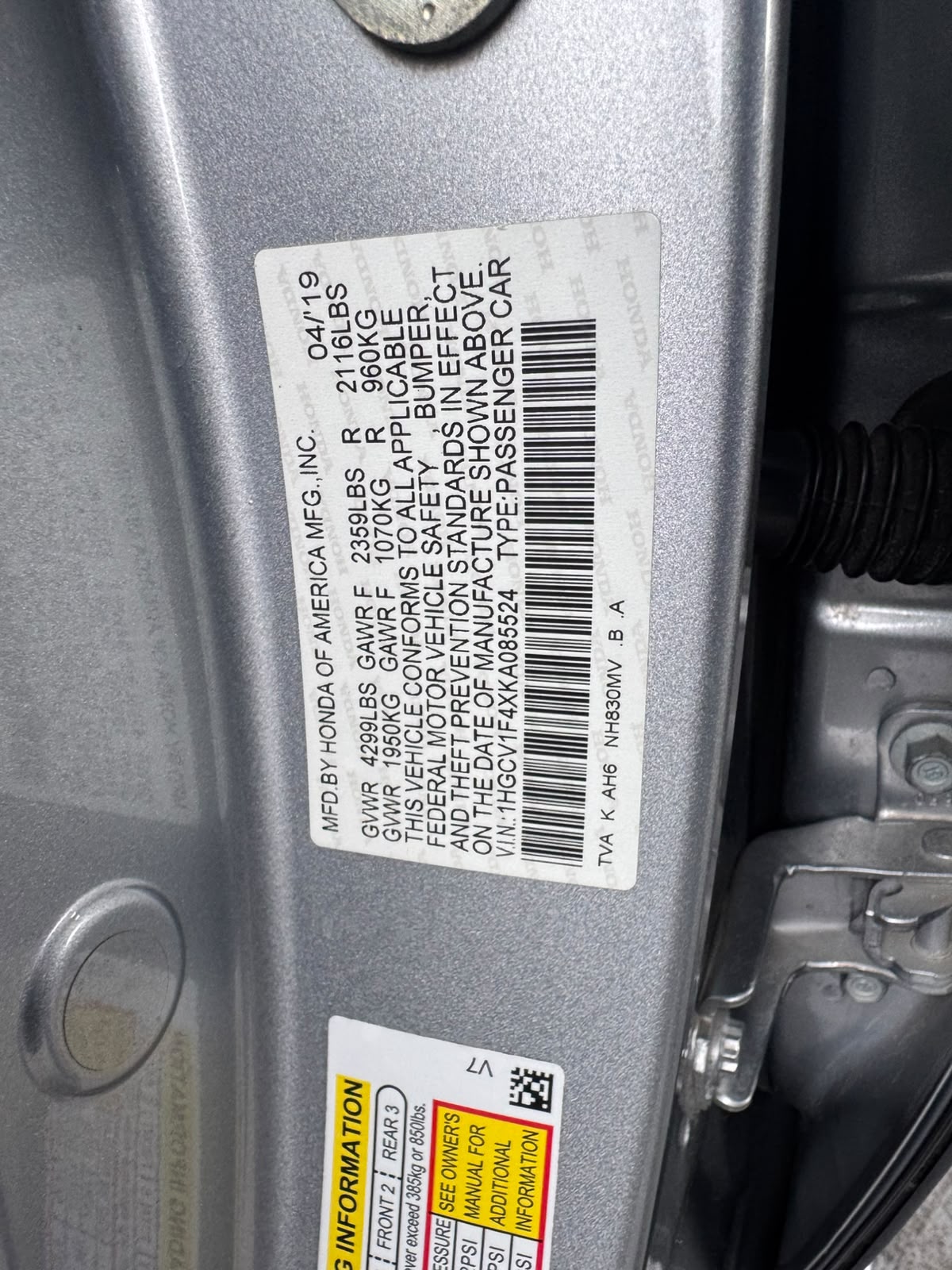 Honda Accord EX 2019 — foto 7